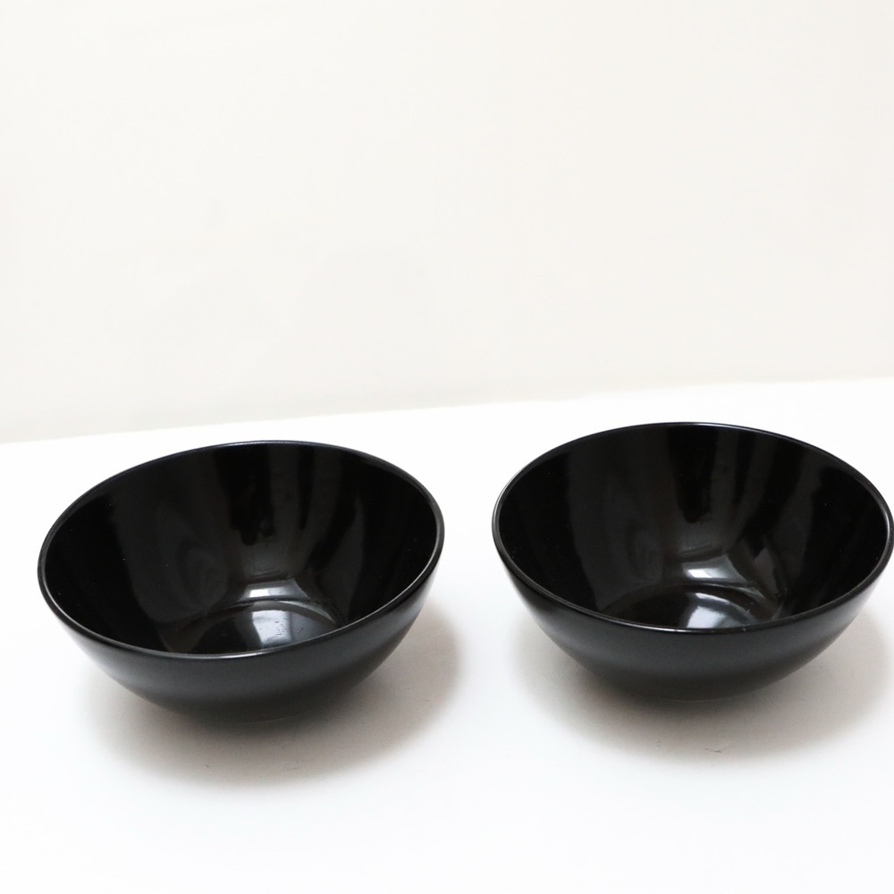 Set of 2 black IKEA bowls minimalist dining kitchen plates
